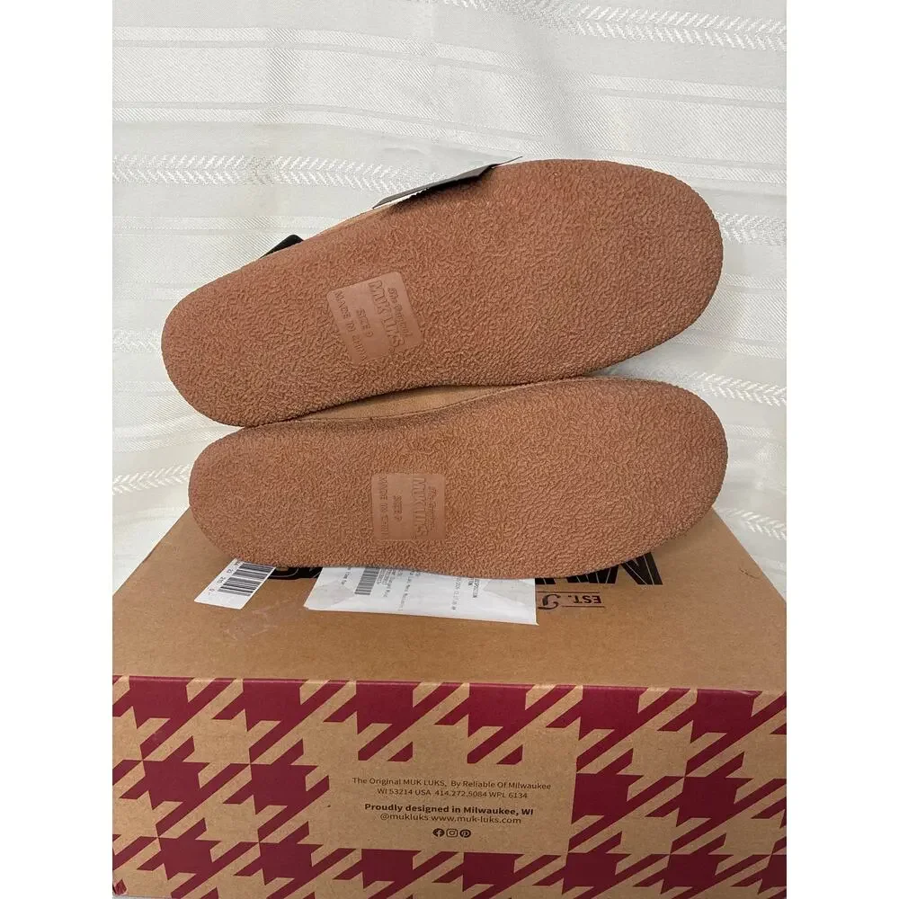 Muk Luks Talan Slippers Camel Genuine Leather Mens Size 9